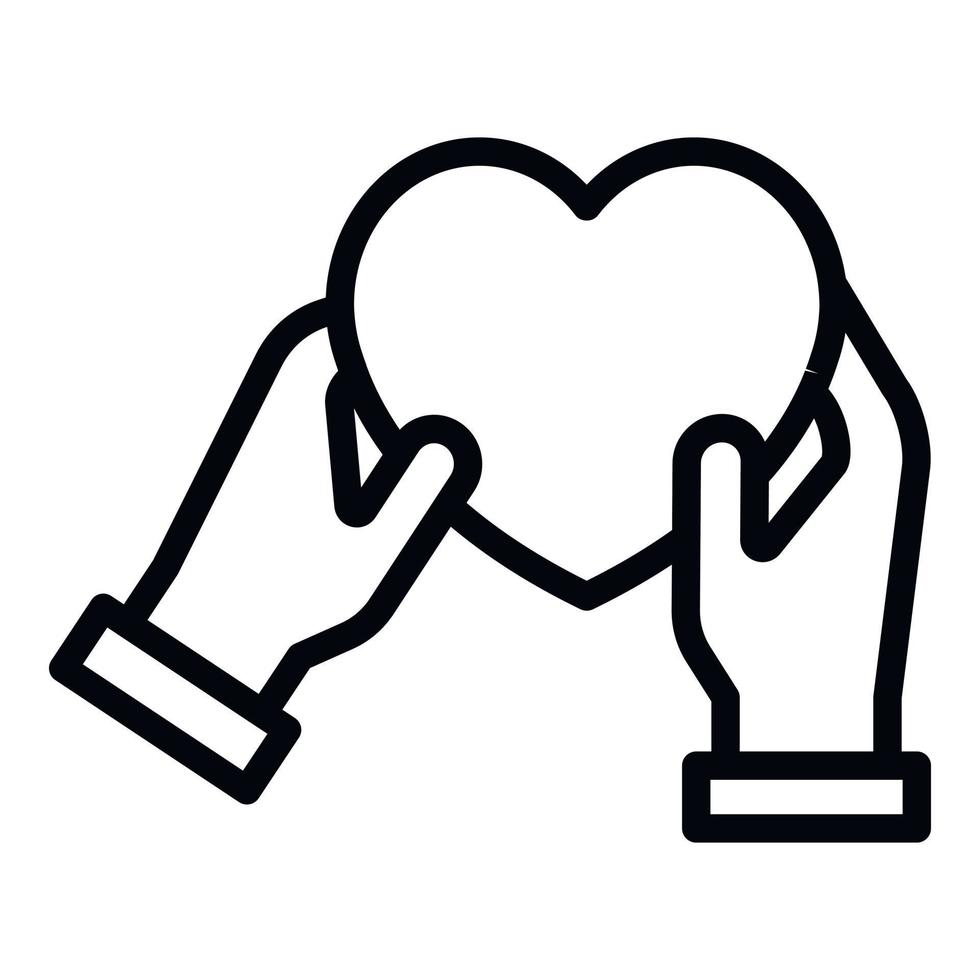 Heart in hands icon, outline style vector