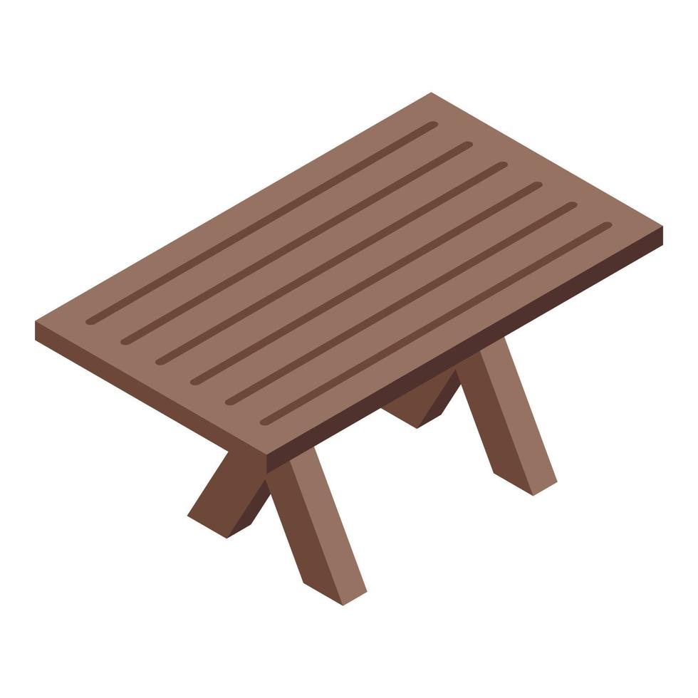 icono de mesa de patio barbacoa, estilo isométrico vector