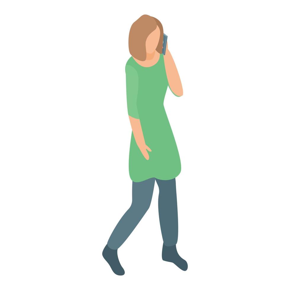 Woman smartphone talking icon, isometric style vector