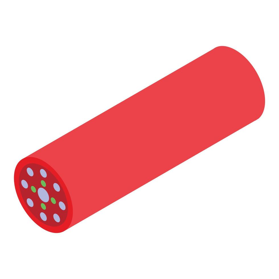 Red optical cable icon, isometric style vector