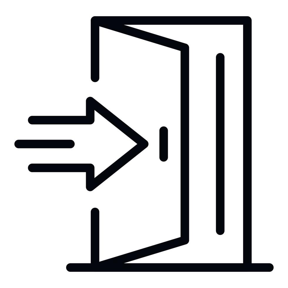 Open door with arrow icon, outline style vector