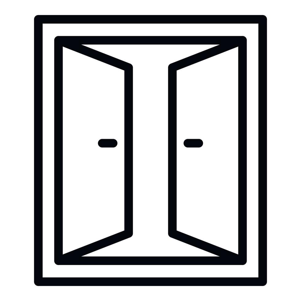 Double door open inside icon, outline style vector