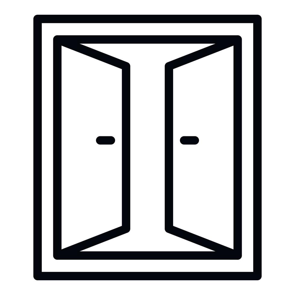 icono interior de puerta doble abierta, estilo de esquema vector