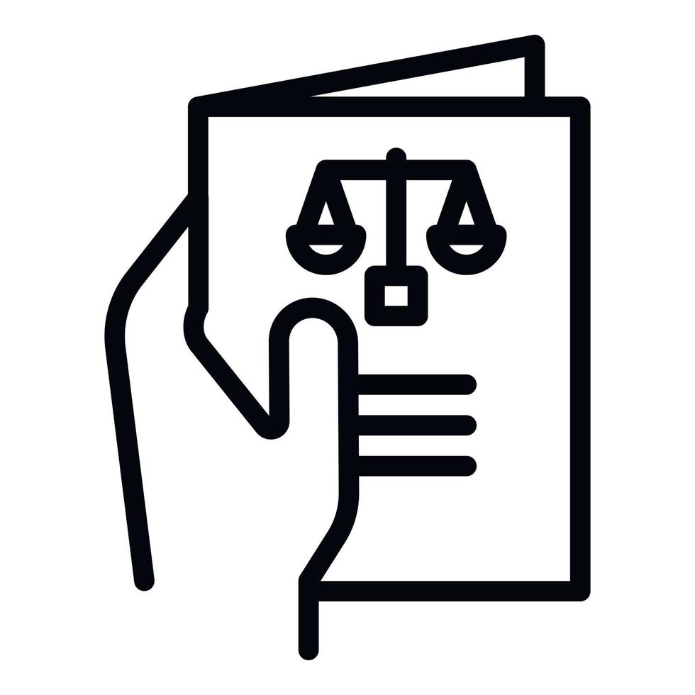 Justice brochure icon, outline style vector