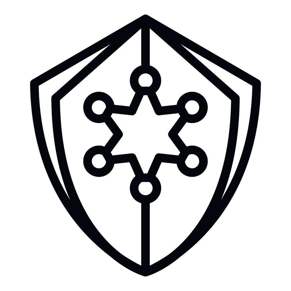 Justice shield icon, outline style vector