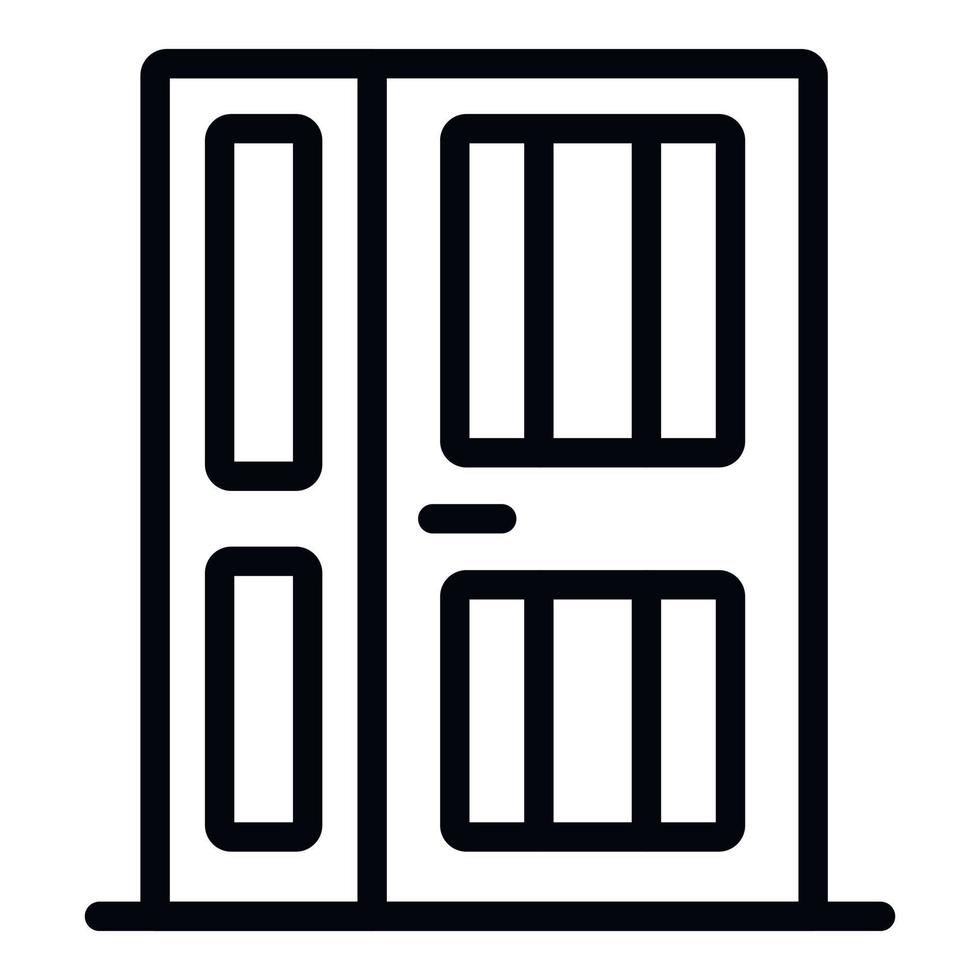 Closed front door icon, outline style vector