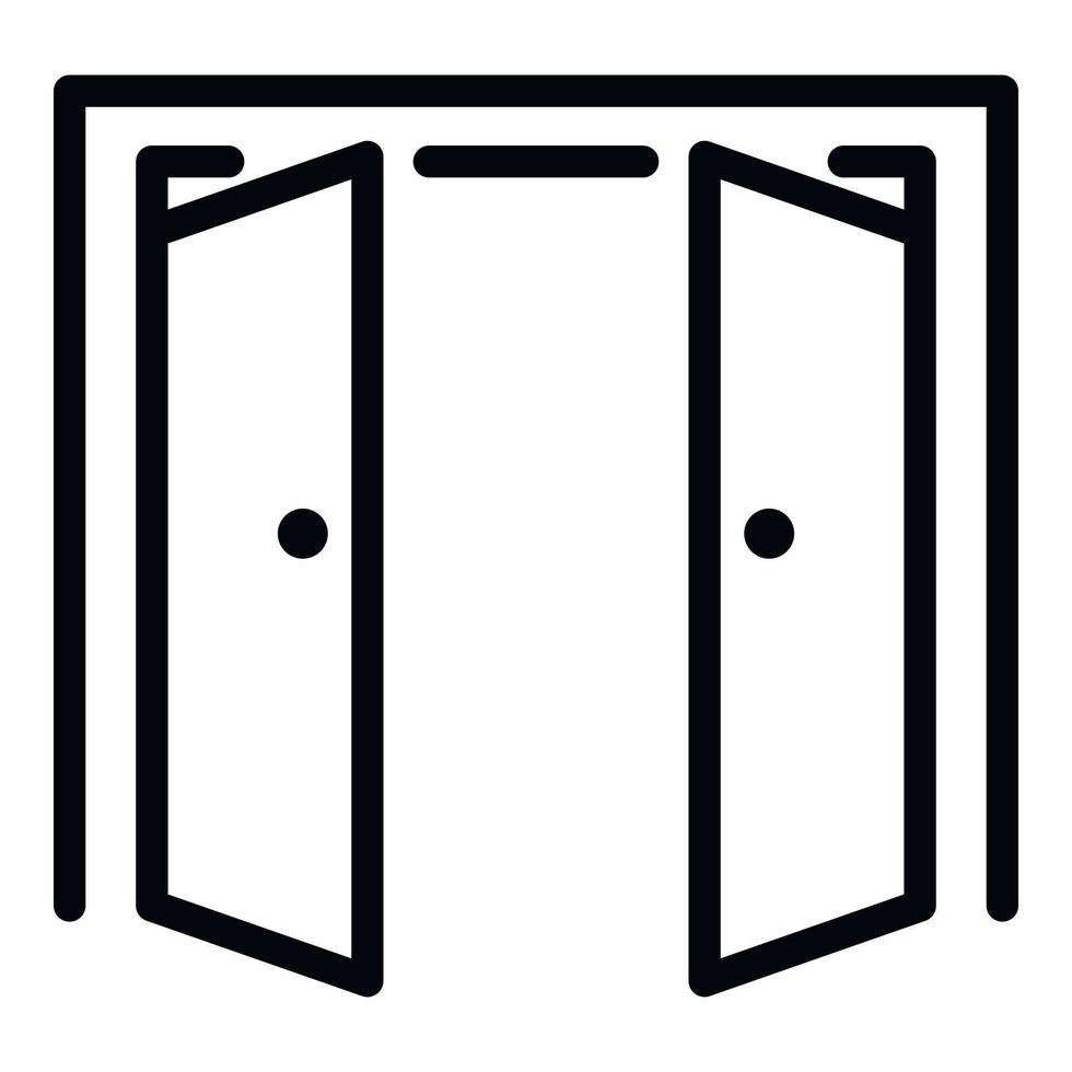 Double door open outside icon, outline style vector