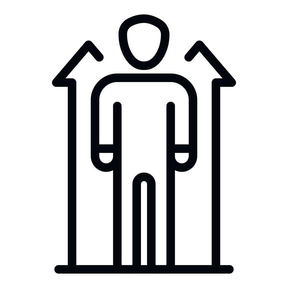Man and two up arrows icon, outline style vector