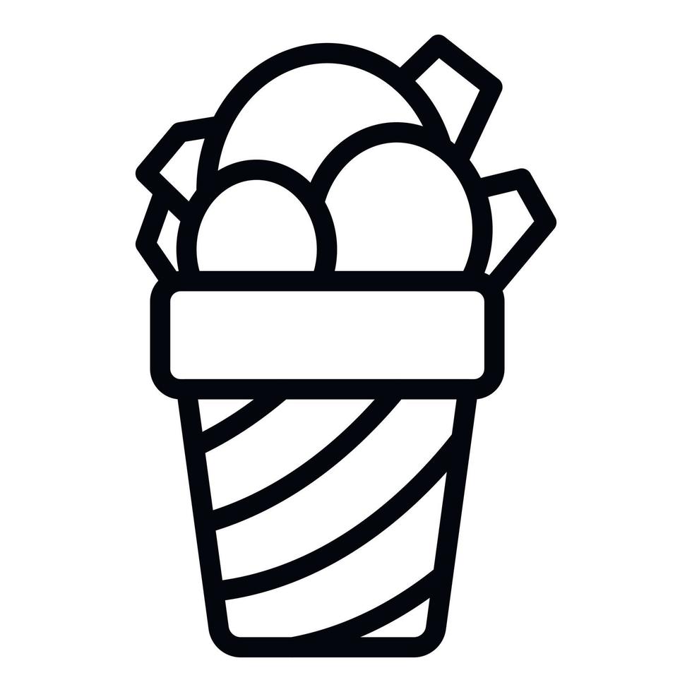 Huge glass of ice cream icon, outline style vector