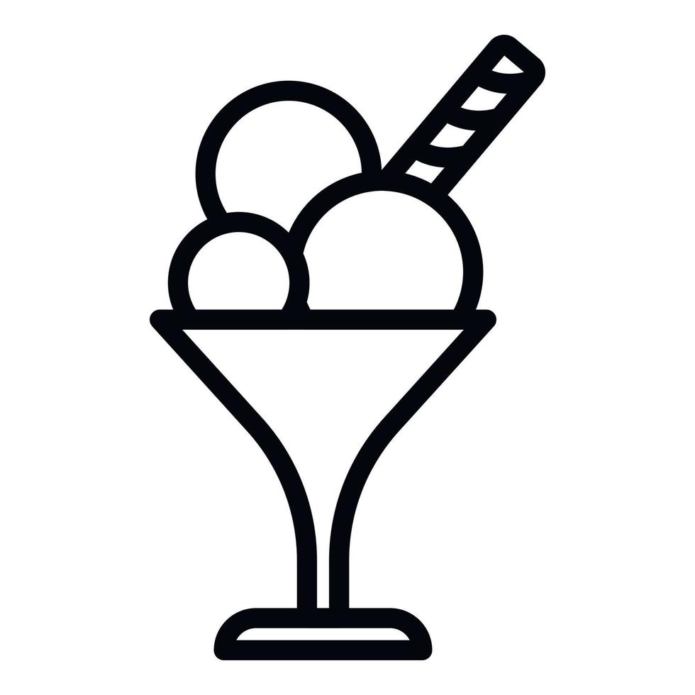 Ice cream in a glass icon, outline style vector