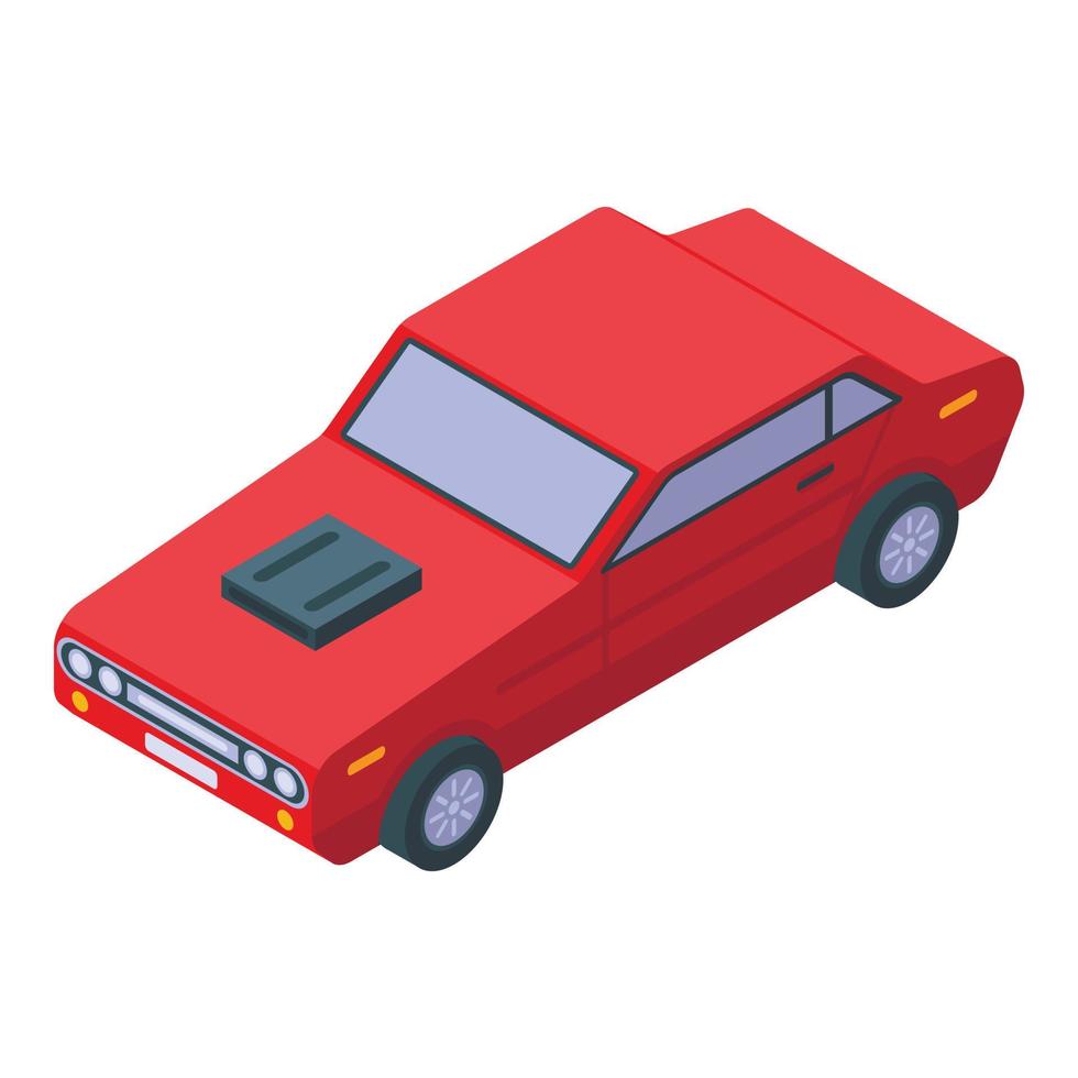 viejo, rojo, coche deportivo, icono, isométrico, estilo vector