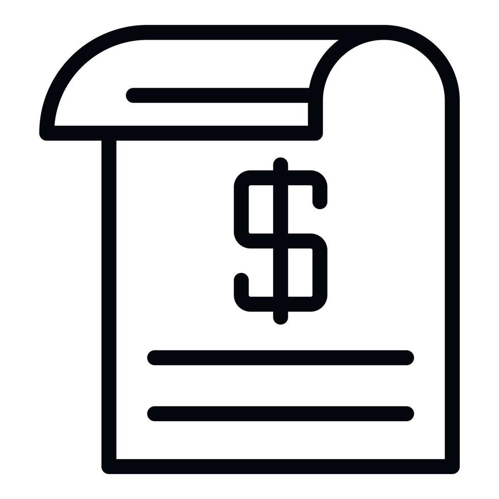 Cash check icon, outline style vector