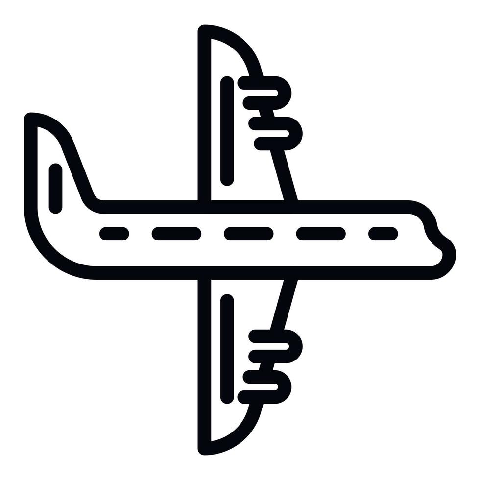 icono de avión, estilo de esquema vector