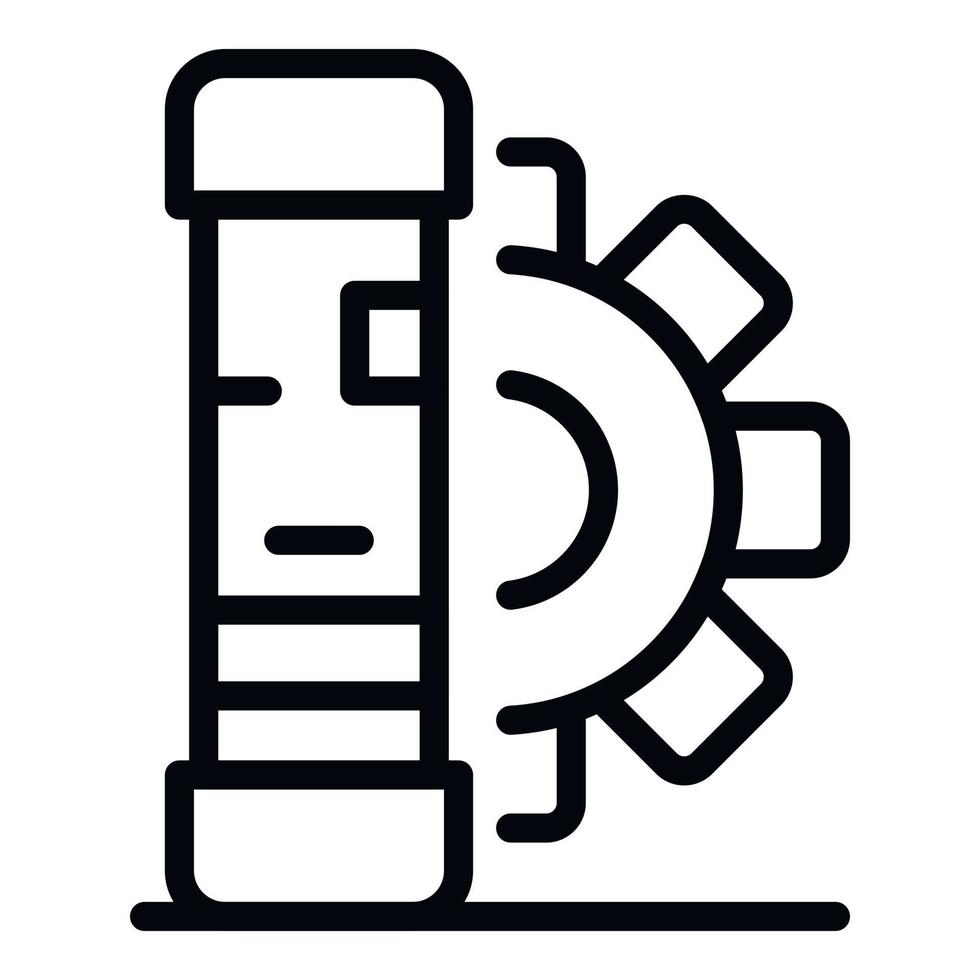 Server and gear icon, outline style vector