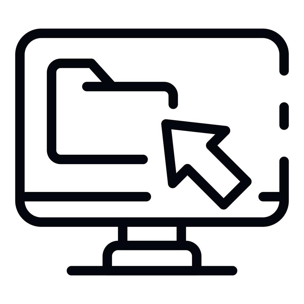 Computer and folder icon, outline style vector