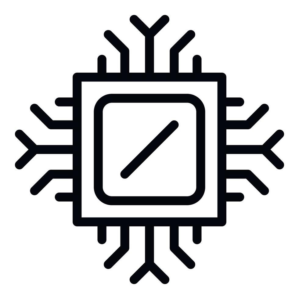 Computer processor icon, outline style vector