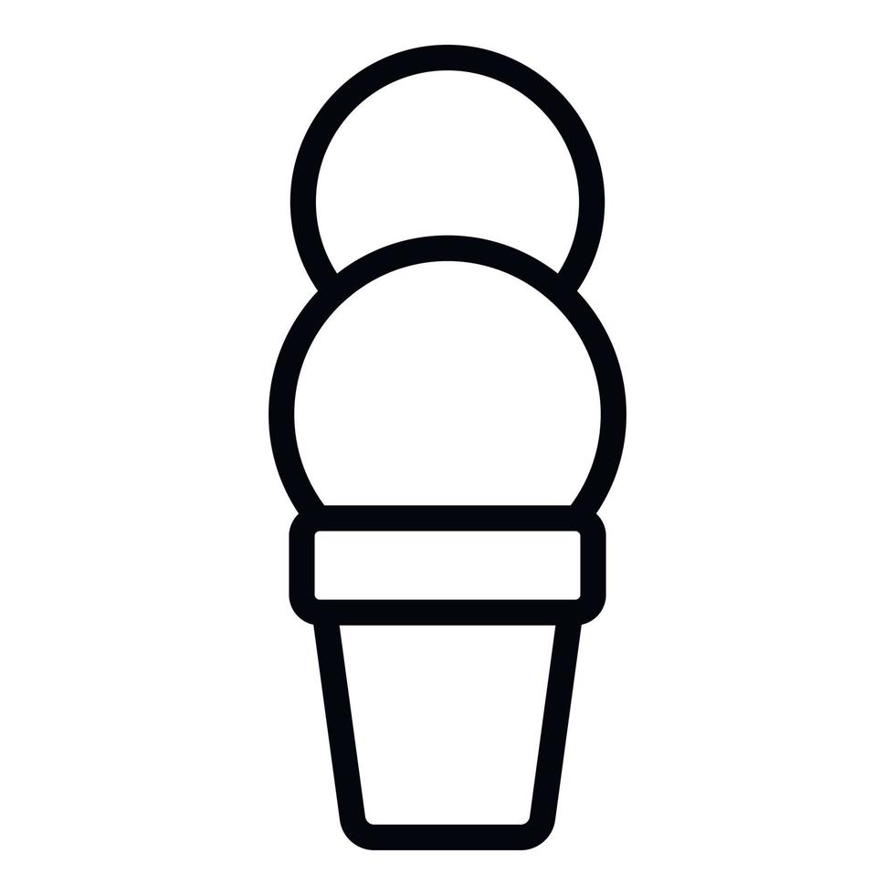 dos bolas de icono de taza de helado, estilo de esquema vector