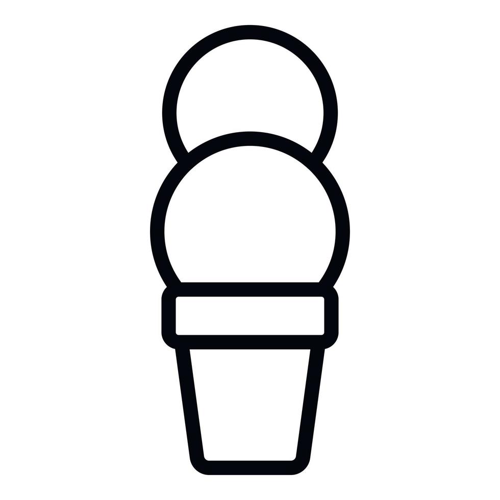 Two scoops of ice cream cup icon, outline style vector