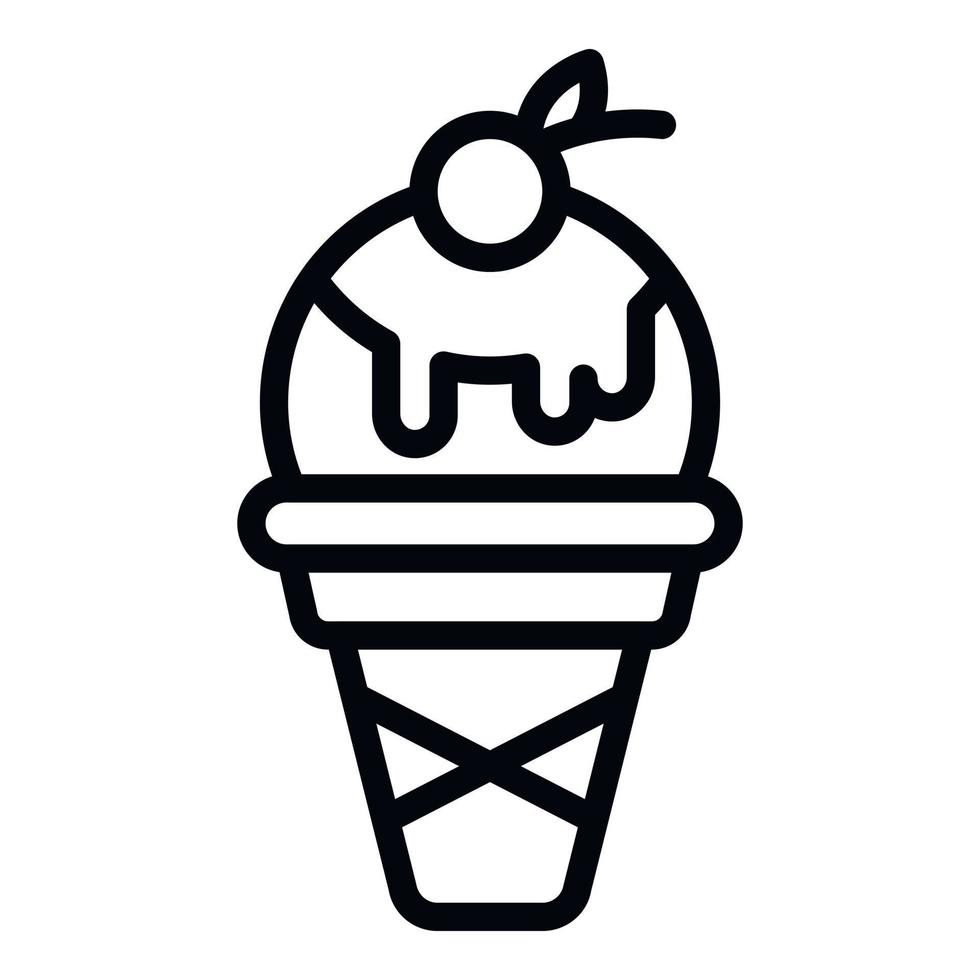 helado con icono de cereza, estilo de esquema vector