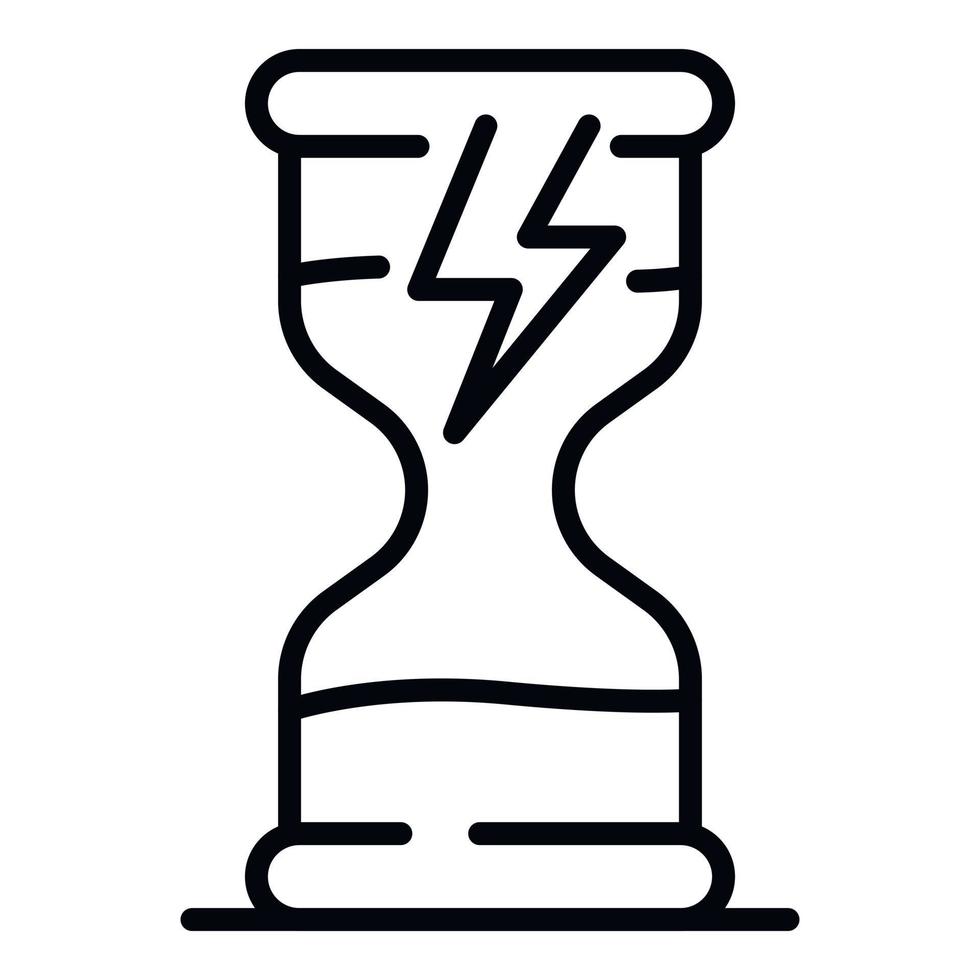 Hourglass and lightning icon, outline style vector