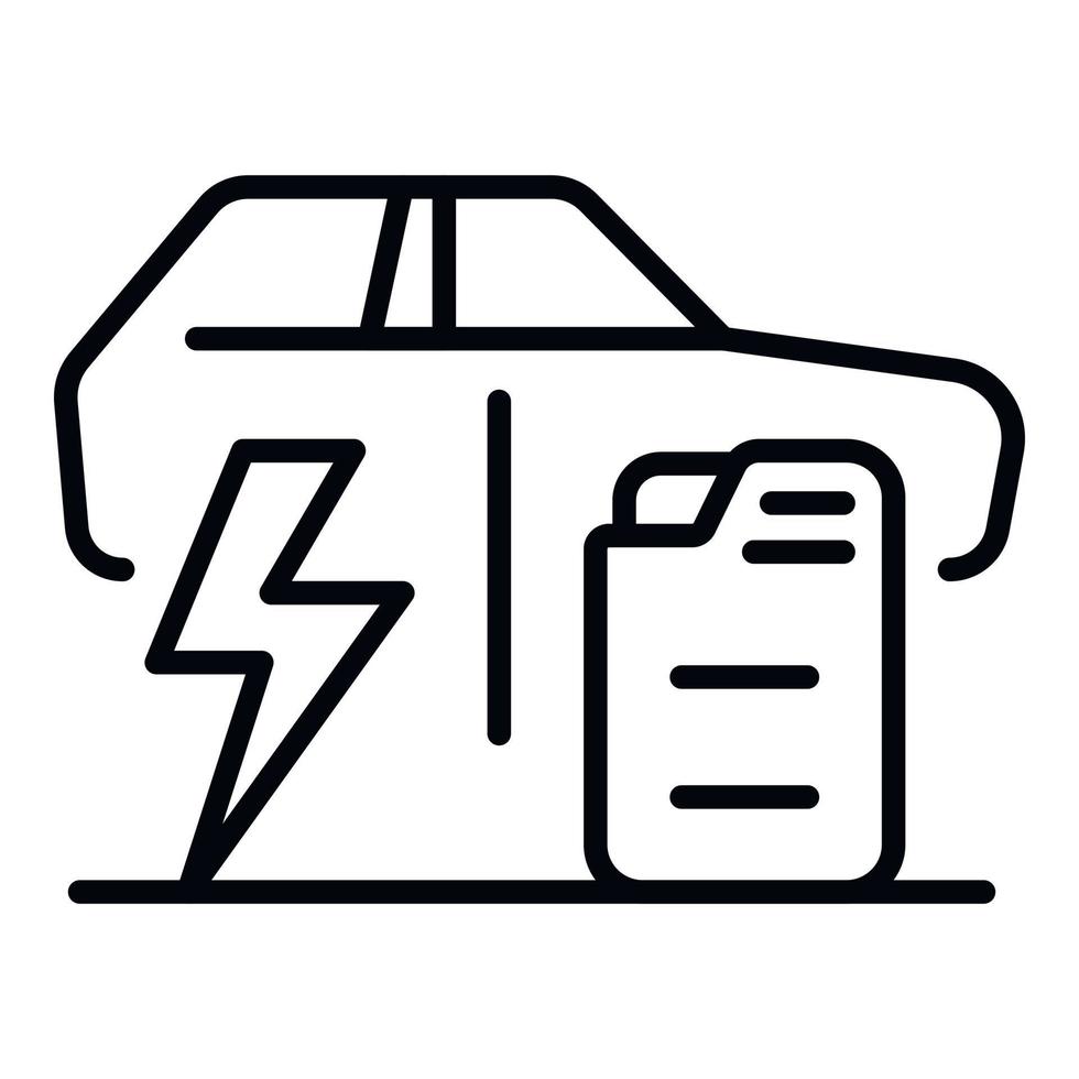 Electric car versus fuel car icon, outline style vector