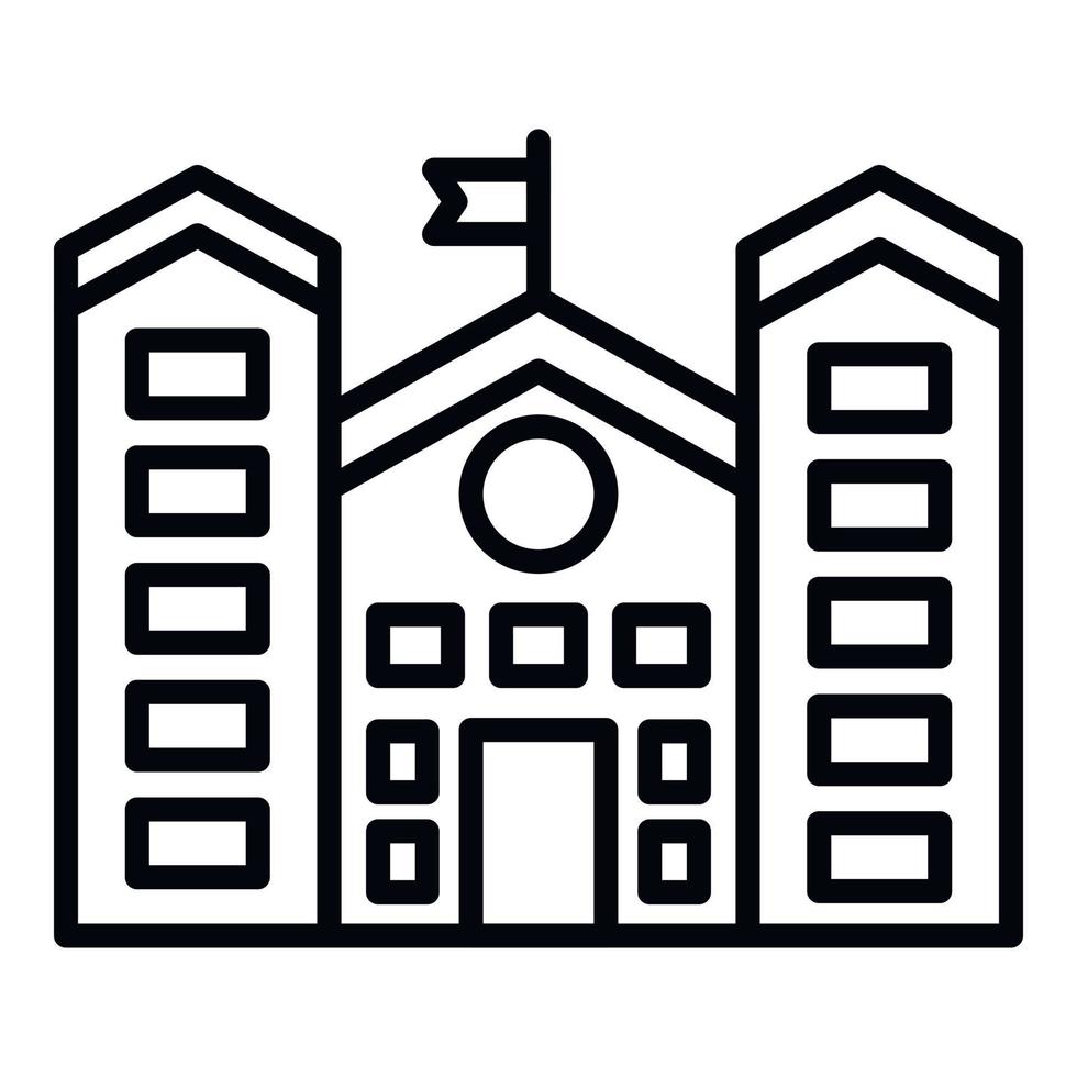 icono de edificio universitario, estilo de contorno vector