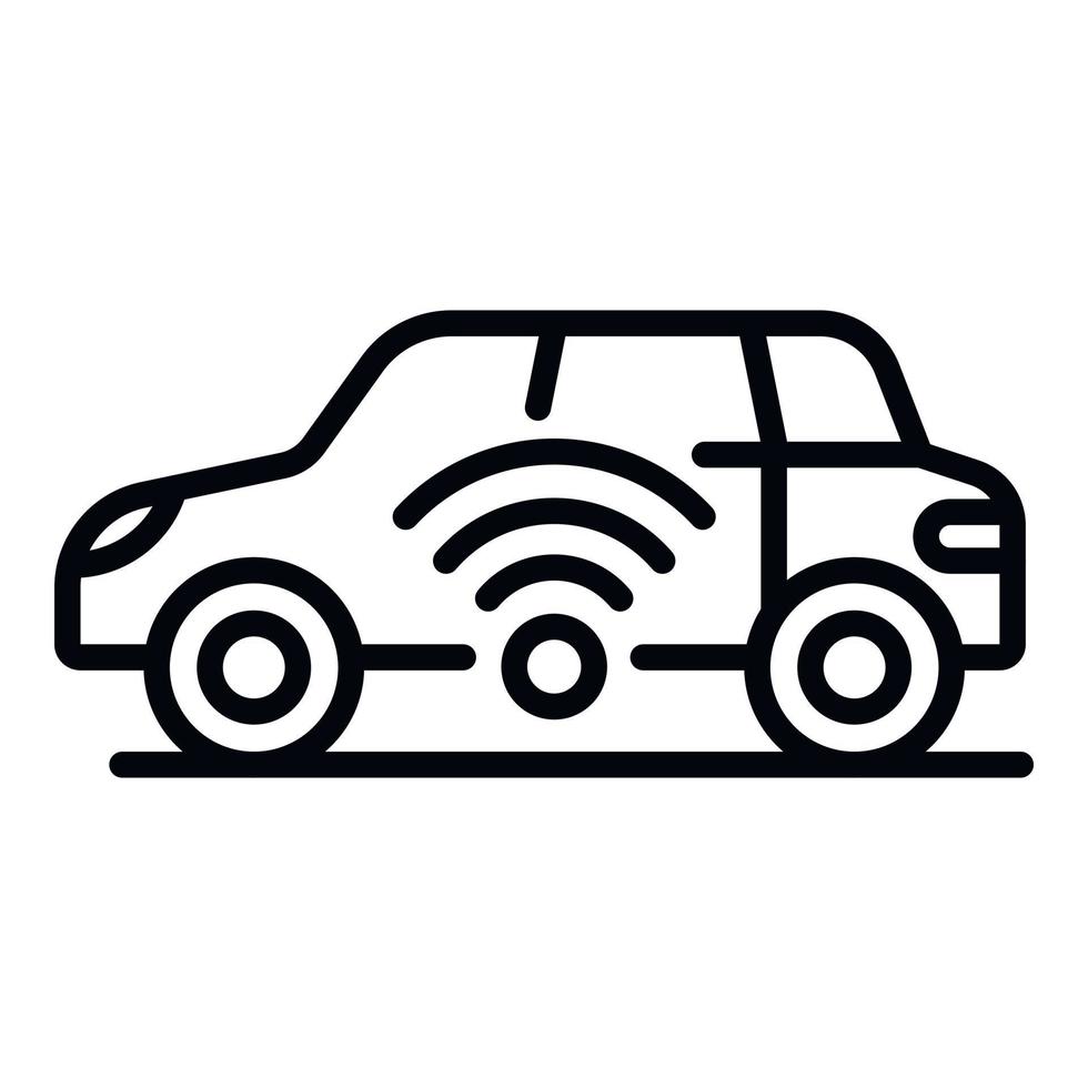 Electric car sign wifi icon, outline style vector