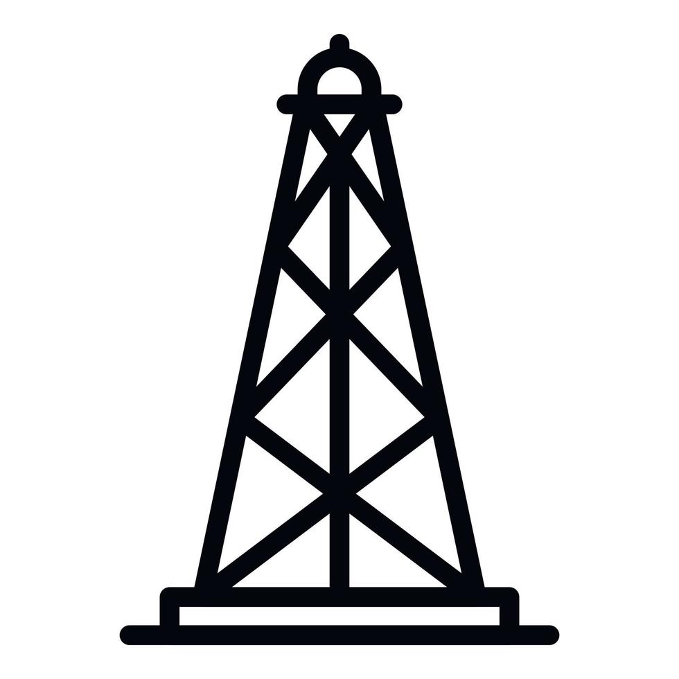 icono de torre de perforación de petróleo, estilo de contorno vector