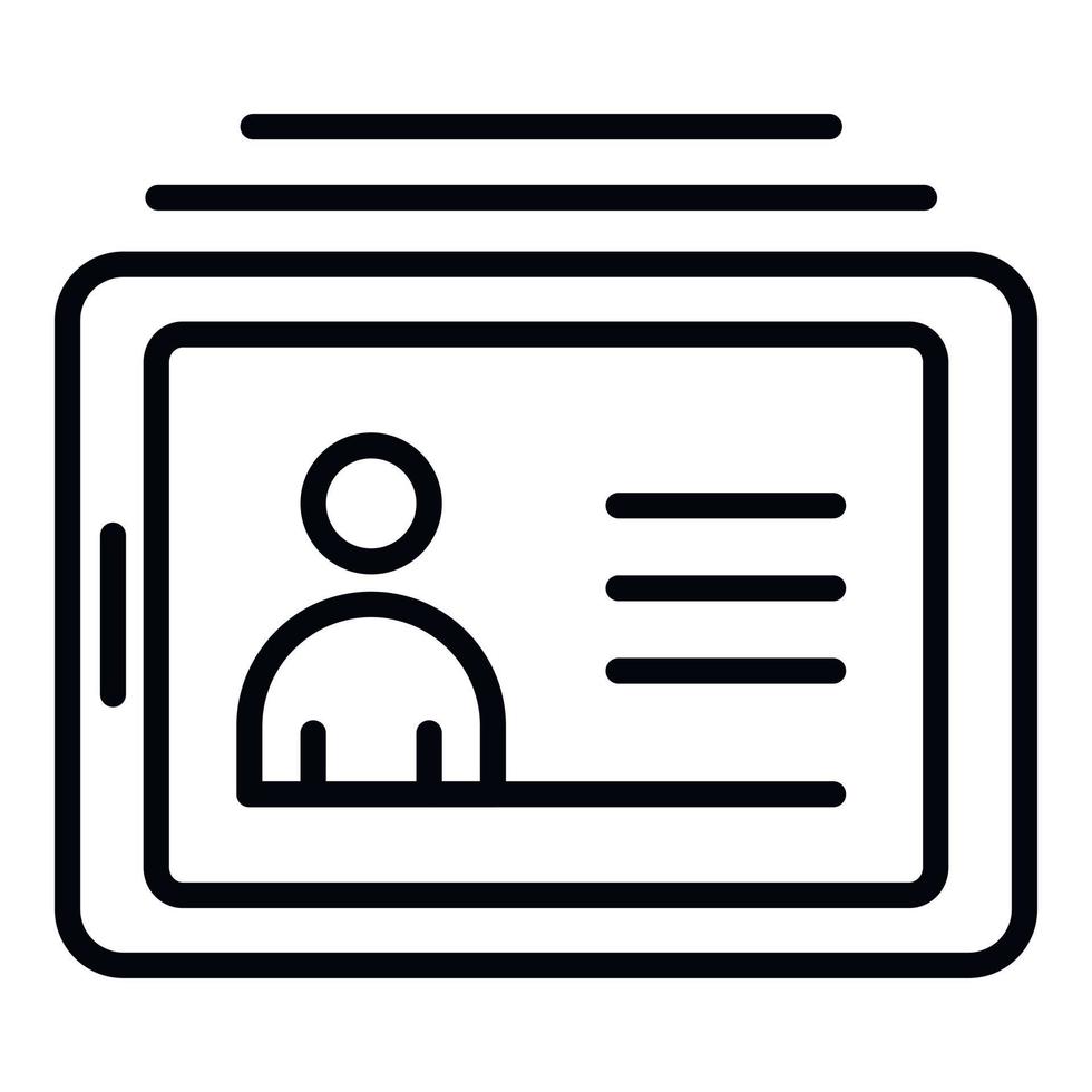 Training on a tablet icon, outline style vector