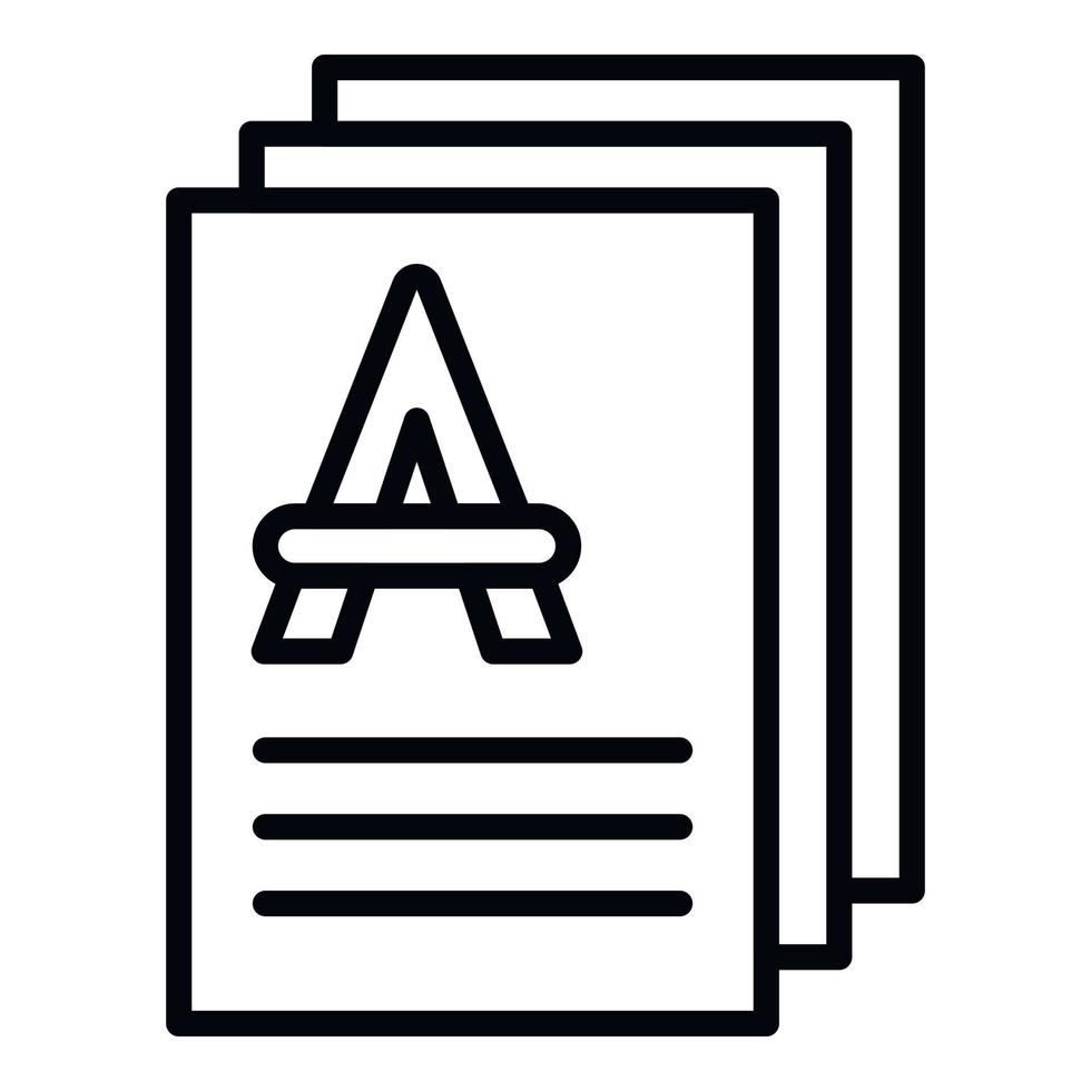 Test papers icon, outline style vector