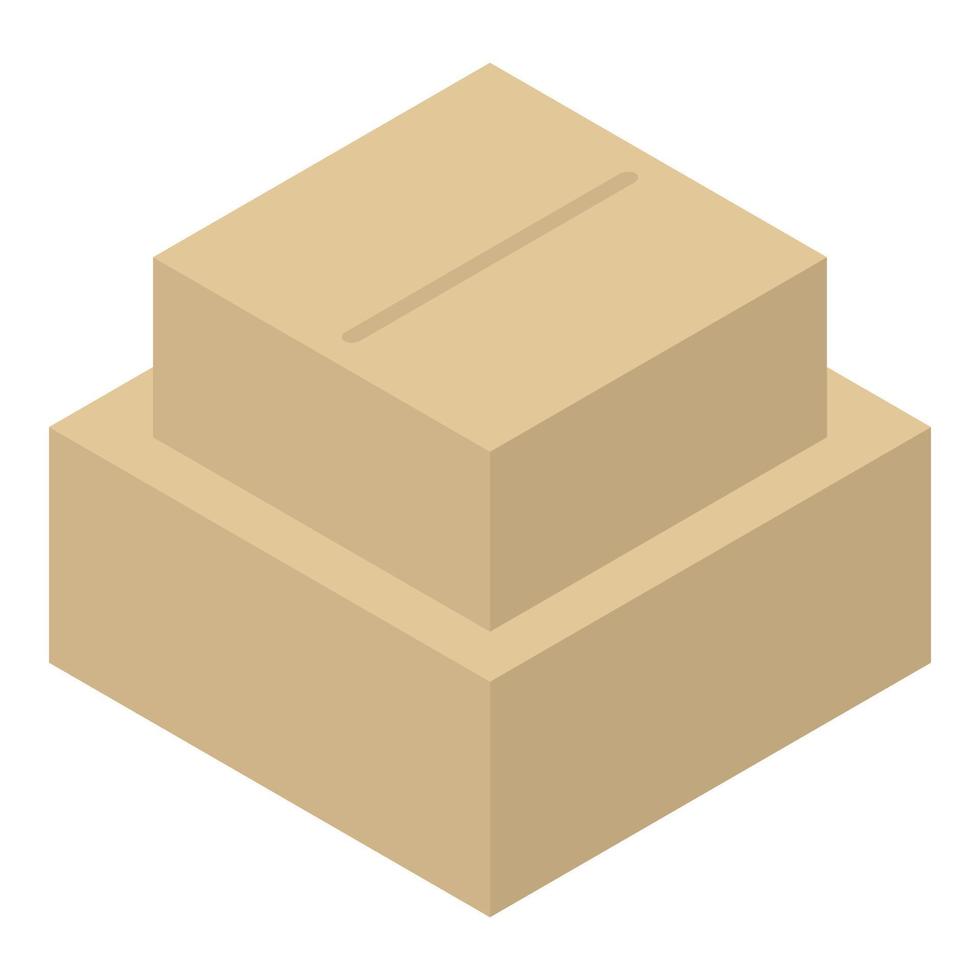 Carton box stack icon, isometric style vector