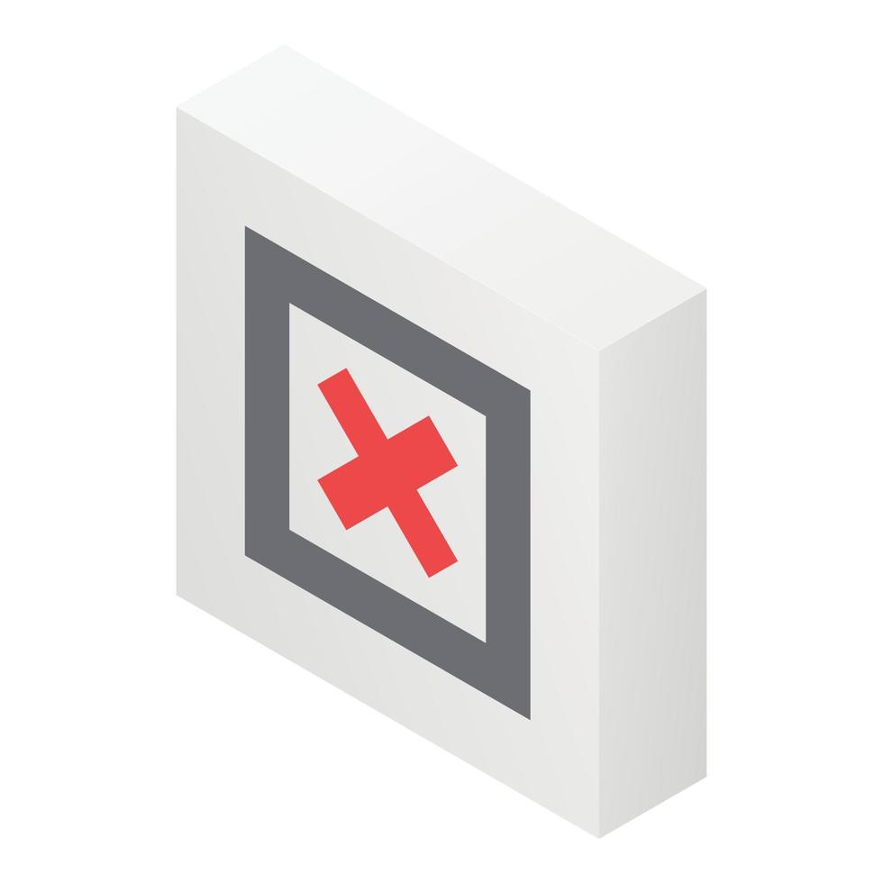 Decline red cross icon, isometric style vector