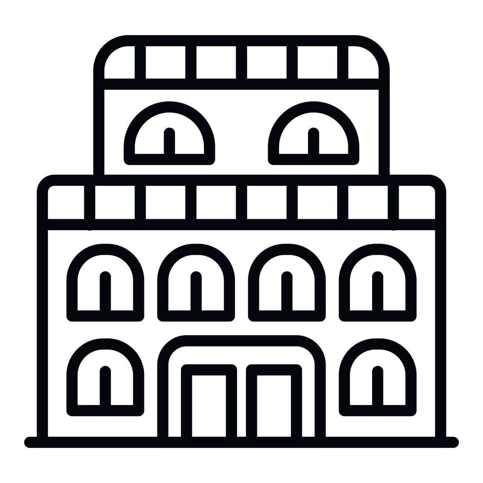 Old exhibition building icon, outline style vector