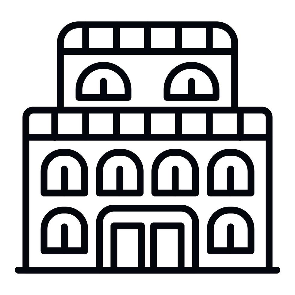 Old exhibition building icon, outline style vector