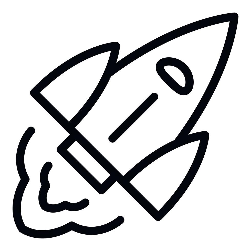 Flying rocket icon, outline style vector