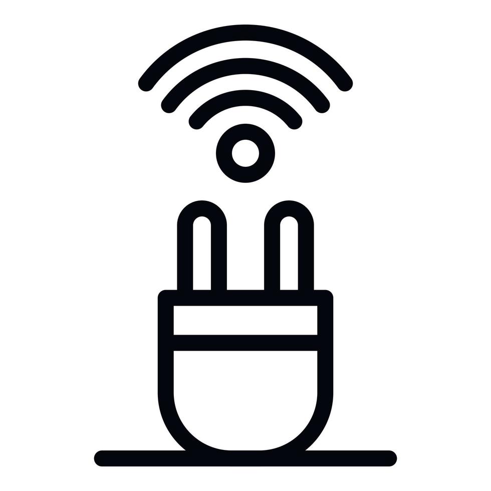 Smart plug icon, outline style vector