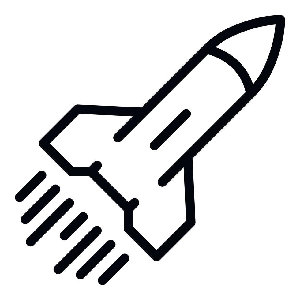 Flying rocket icon, outline style vector