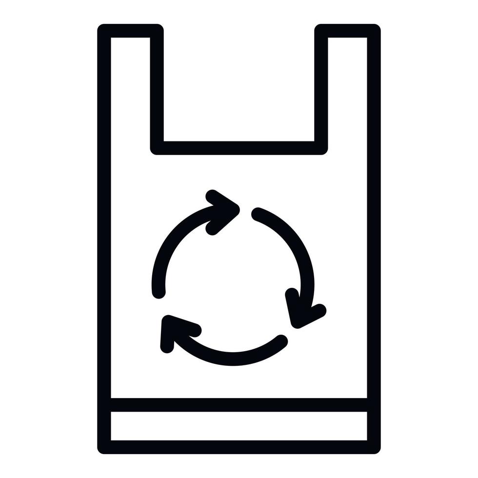 icono de bolsa de reciclaje, estilo de contorno vector