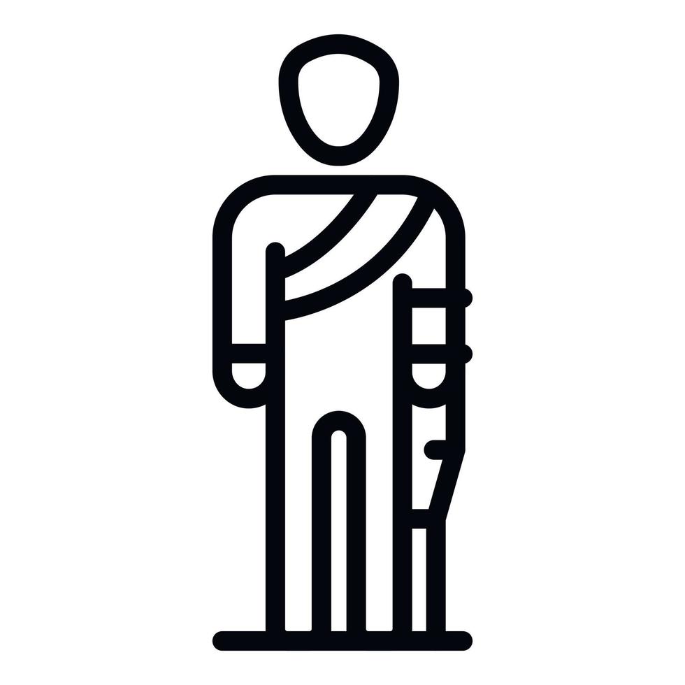 Sad injury man icon, outline style vector