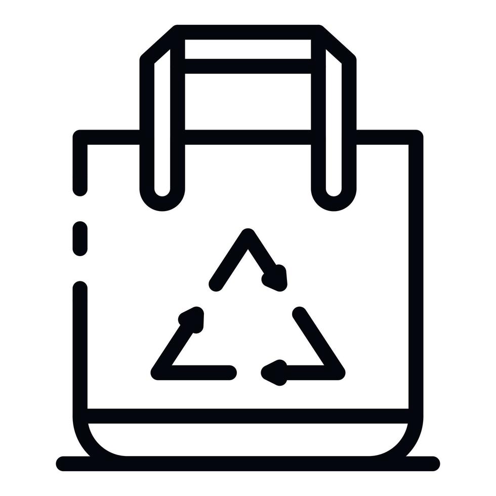 icono de bolsa de reciclaje ecológico, estilo de esquema vector