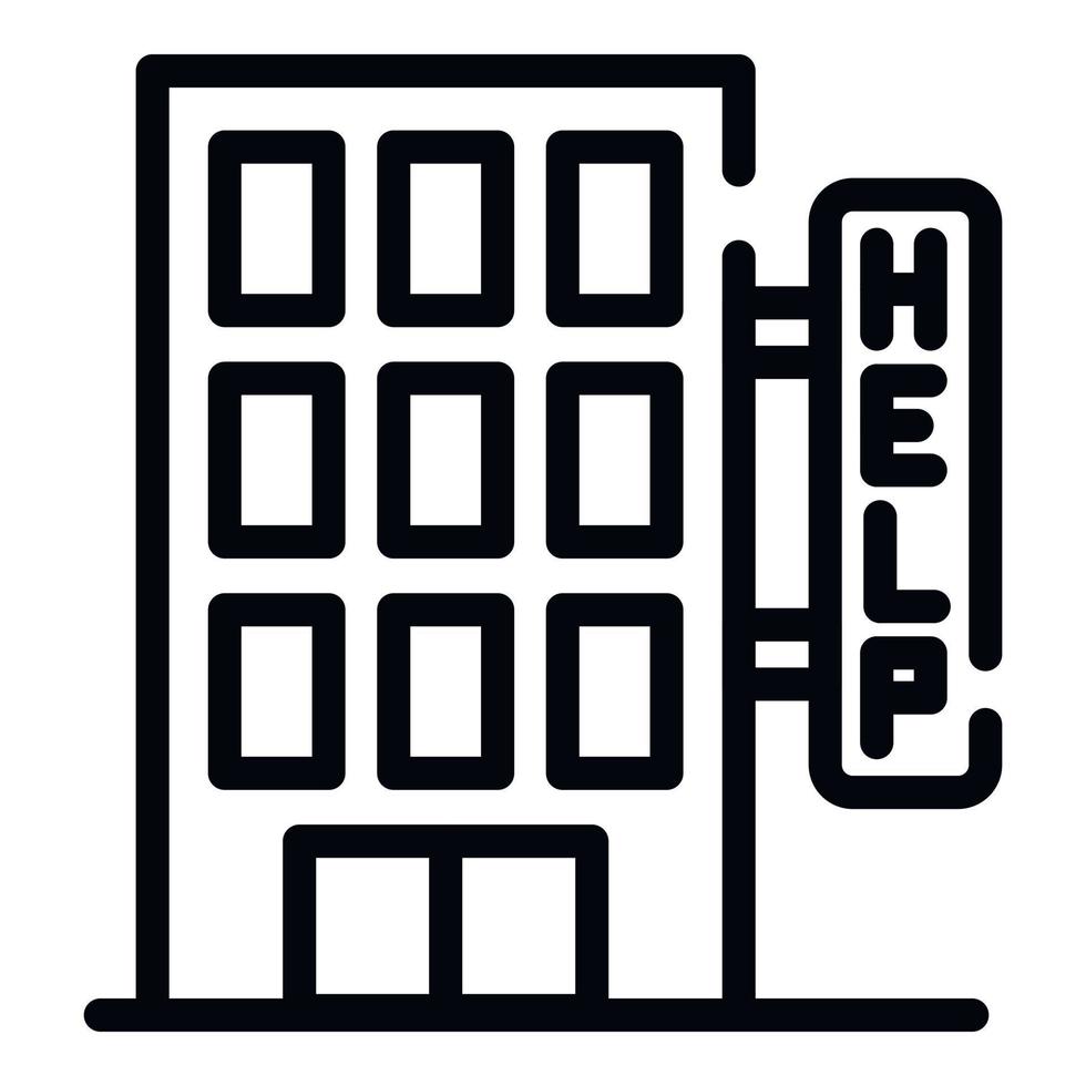 Homeless shelter help icon, outline style vector