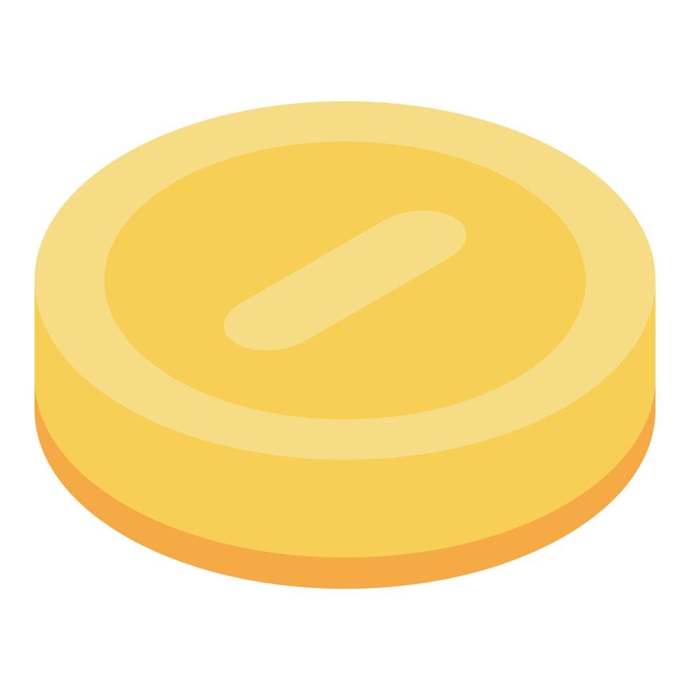 Gold coin icon, isometric style vector