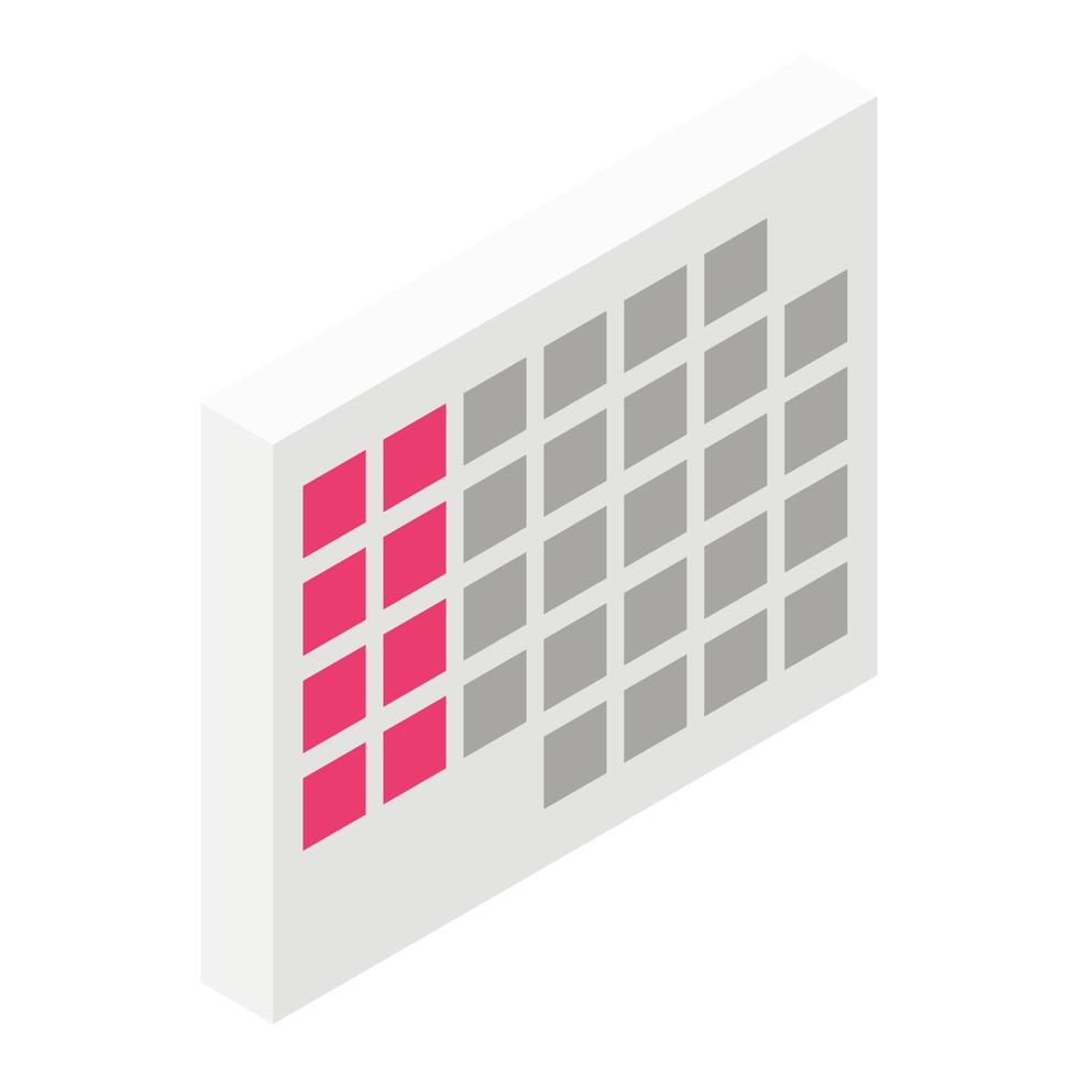 Office calendar icon, isometric style vector