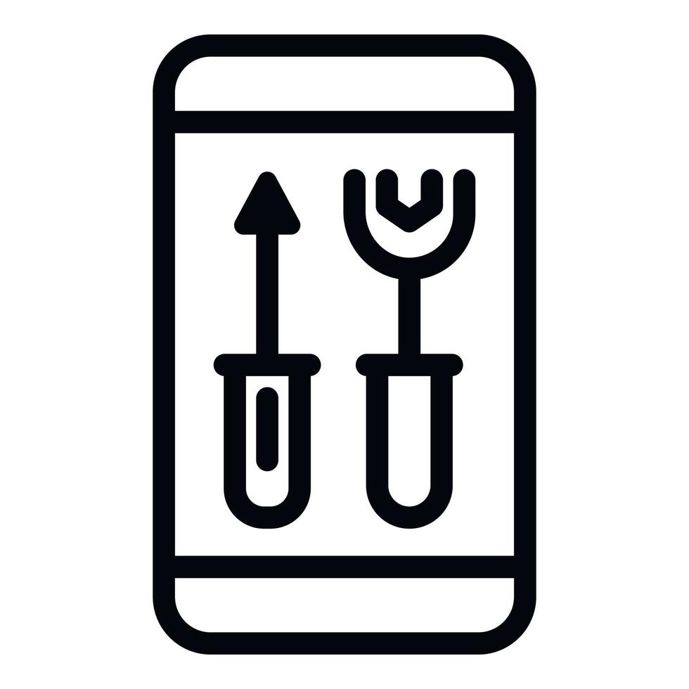 icono de reparación de teléfonos inteligentes, estilo de esquema vector