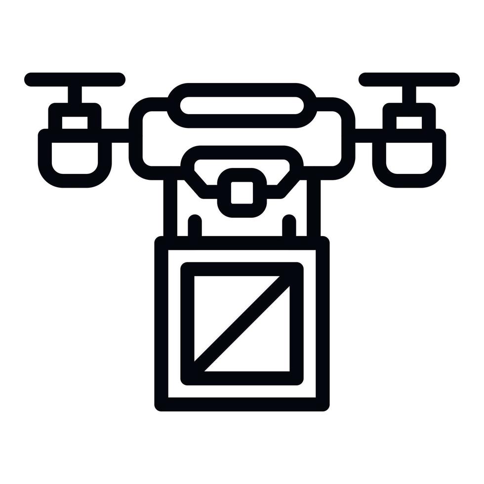 icono de entrega de drones eléctricos, estilo de esquema vector