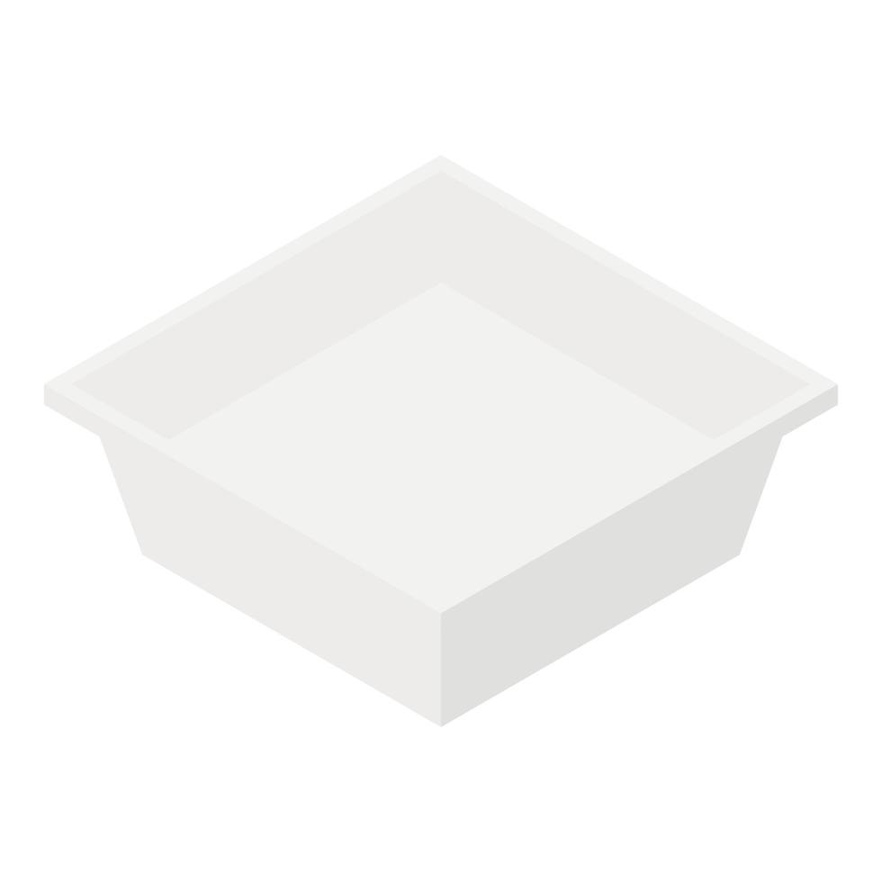 icono de caja de comida de plástico, estilo isométrico vector