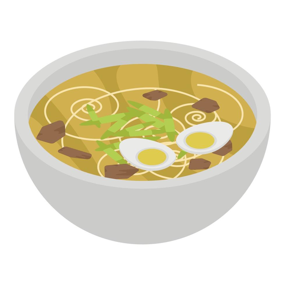 Ramen noodle icon, isometric style vector