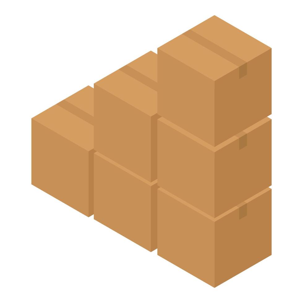 Parcel box stack icon, isometric style vector