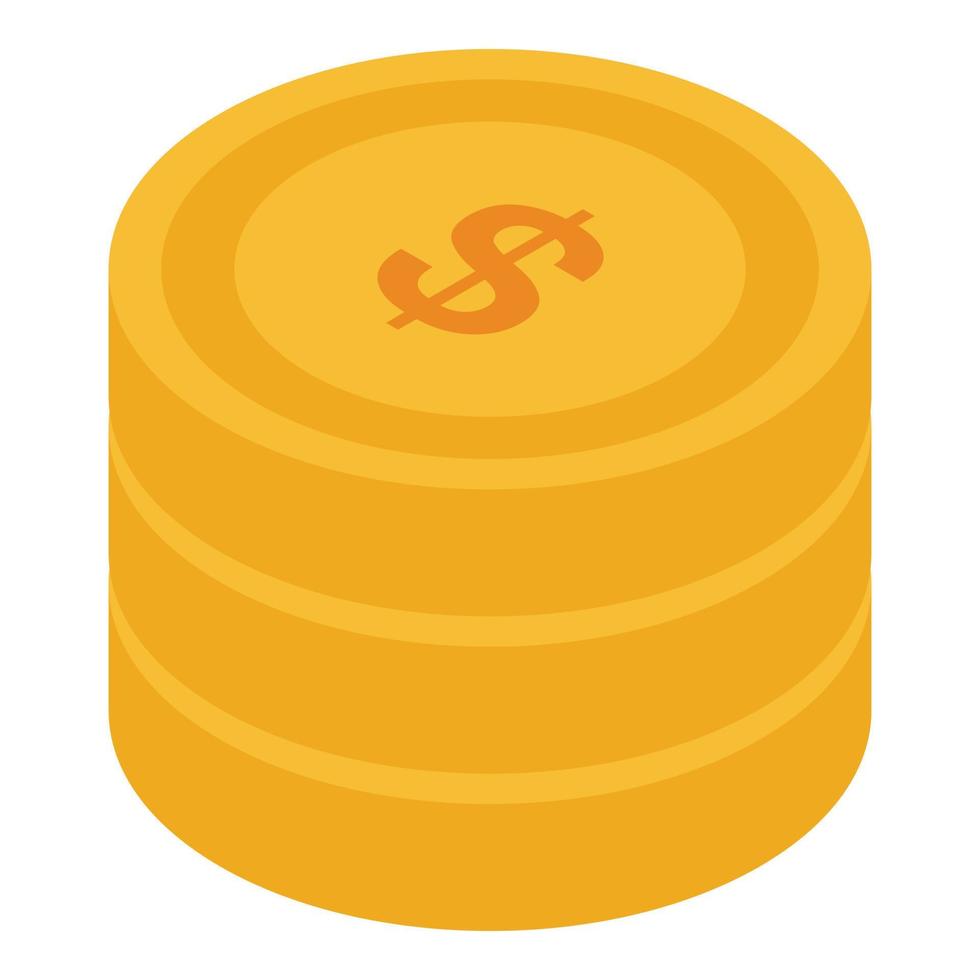 Gold coins stack icon, isometric style vector