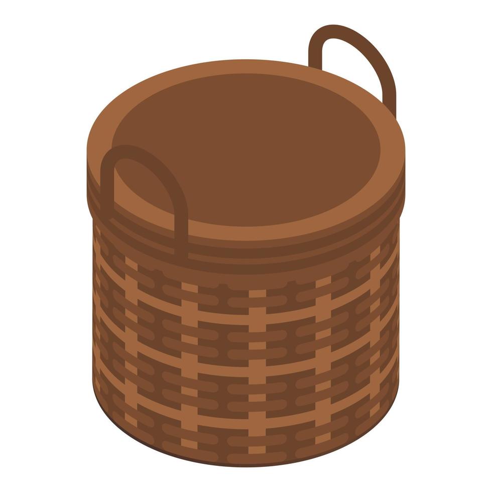 Round wicker icon, isometric style vector